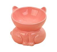 Liemuao Gamelle Chat Surélevée en Ceramique, Inclinée Bols Chat de Nourriture Forme de Chaton Mignon Gamelle peu 13 cm pour chat - Anti Vomissement - Disponible pour Chats et Petits Chiens (Rose)