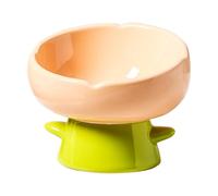 Liemuao Gamelle Chat Surélevée, Inclinable à 15° Bol Chat Ceramique en Forme de Fleurs, Anti-Vomissements Bol de Nourriture pour Chat, Bol d'alimentation Surélevée pour Chats - 220 ML (Orange)