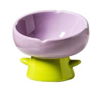 Liemuao Gamelle Chat Surélevée, Inclinable à 15° Bol Chat Ceramique en Forme de Fleurs, Anti-Vomissements Bol de Nourriture pour Chat, Bol d'alimentation Surélevée pour Chats - 220 ML (Violet)