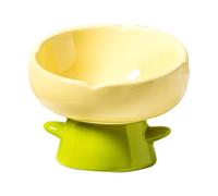 Liemuao Gamelle Chat Surélevée, Inclinable à 15° Bol Chat Ceramique en Forme de Fleurs, Anti-Vomissements Bol de Nourriture pour Chat, Bol d'alimentation Surélevée pour Chats - 220 ML (Jaune)