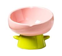 Liemuao Gamelle Chat Surélevée Inclinable à 15° en Céramique, Forme de Fleurs, Anti-Vomissements, Bol d'Alimentation pour Chats - 220 ML (Rose)
