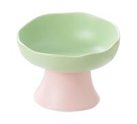 Liemuao Gamelle en Céramique pour Chat, Gamelle Chat Surélevée Inclinable à 15° avec Support Bol de Nourriture et Eau pour Chat Anti-vomissement Disponible pour Les Chats et Les Chiots (Vert-A)