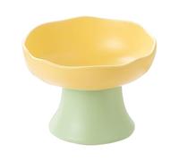 Liemuao Gamelle en Céramique pour Chat, Gamelle Chat Surélevée Inclinable à 15° avec Support Bol de Nourriture et Eau pour Chat Anti-vomissement Disponible pour Les Chats et Les Chiots (Jaune-A)