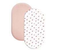 Liemuao Lot de 2 Drap Housse en 100% Coton 80x40CM, Motifs Mignons Bébé Fitted Sheets Cover pour Mattress, Ajustement Parfait Protège-Matelas, Draps de Berceau pour Matelas Ovale et Rectangle (Amour)