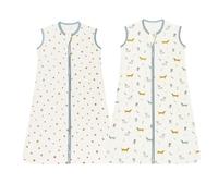 Liemuao Lot de 2 Gigoteuse d'été pour Bébé, 100% Coton Sac de Couchage Respirante, 0.5 tog Gigoteuse Ete Emmaillotage Bebe sans Manches, Turbulette pour Bébé Nouveau-né Garçons Filles (B, 12-18mois)