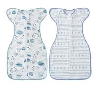 Liemuao Lot de 2 Sac de Transition Swaddle Up 0-9 Mois, Gigoteuse d'Emmaillotage pour Bébé et Nouveau Né, Couverture en 100% Coton Sacs de Couchage pour Bébé, Double Fermeture éclair (B, 3-6 Mois)