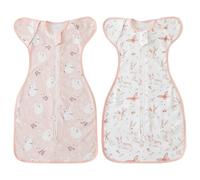 Liemuao Lot de 2 Sac de Transition Swaddle Up 0-9 Mois, Gigoteuse d'Emmaillotage pour Bébé et Nouveau Né, Couverture en 100% Coton Sacs de Couchage pour Bébé, Double Fermeture éclair (A, 6-9 Mois)