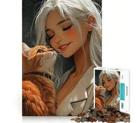 Lien Serein avec Un Chat Orange Puzzle de 1000 pièces pour Adultes Cadeau logique et Amusant Découpe précise Cadeau élégant (50x75cm)
