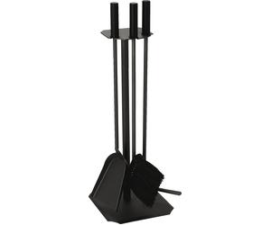 Lienbacher Ensemble de Cheminée 3 Pièces avec Poignées en Bois Noir - 1 pcs