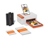 Liene Amber M110 Mini Imprimante Photo Portable - Kit avec 60 Photos 10x15 cm + 20 Autocollants 7,7 cm + 2 Cartouches, Technologie Thermosublimation & Bluetooth, pour iPhone et Android