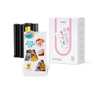 Liene Papier autocollant et cartouche (version à adhérence améliorée) - Comprend 2 recharges de cartouches d'encre et 72 feuilles de papier autocollant imprimable de 10,2 x 17,8 cm, sublimation