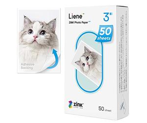 Liene Pearl K100 2x3'' Zink Papier Photo à Dos Instantané, 50 Feuilles, Premium Adhésif, Etanche, Abrasion et Déchirures, 2x3'' Mini Imprimante, Collimage