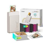 Liene Pearl N200 Pro Plus Pack - Imprimante Photo Portable Mini à Sublimation Thermique, 100 Papiers Photo Adhésifs (5x7.6 cm) et 10 Rubans, Bluetooth, 300 dpi, pour iPhone et Android, avec Batterie,