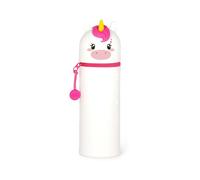 Legami – Trousse en silicone Kawaii Unicorn 2 en 1, porte-stylos, fermeture zip – Blanc et rose