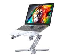 LIENS Support réglable pour ordinateur portable avec base rotative à 360°, rehausseur pliable en aluminium pour ordinateur portable, support ergonomique compatible avec iPad et MacBook/tous les