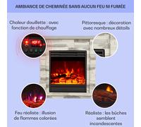 Lienz 1800W 60cm Cheminée Électrique Gris Clair