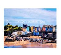 LIEOPZ Kit de peinture diamant 5D à faire soi-même, Tenby Pembrokeshire Pays de Galles, broderie décorative incrustée sans cadre 30x40CM