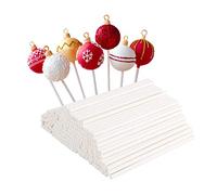 LIERFIS 100 Pièces Baton Sucette Pop Cake, 10 cm Batonnet Pop Cake Bâtonnets en Papier pour Cakepop, Lollipop, Chocolat, Blanc
