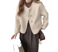LIEROLYE Caban Court en Laine for Femme, Veste Courte Boutonnée À Simple Boutonnage Et Manches Longues(Apricot,S)