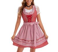 LIEROLYE Ensemble 4 Pièces pour Femme, Robe Bavaroise Dirndl, Costume Traditionnel de L'oktoberfest avec Tablier Et Chemisier, Tenue de Brasserie(XXL)