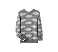 LIEROLYE Pull en Laine À Blocs de Couleurs for Homme, Coupe Ample, Col Rond, Idéal for Le Travail Ou les Loisirs(Gray,L)