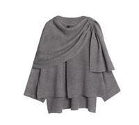 LIEROLYE Pull en Maille Style Cape for Femme, Poncho Châle Asymétrique for Automne-hiver, Élégant Et Décontracté(Gray,M)