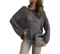 LIEROLYE Pull Oversize En Maille Transparente Pour Femme, Tunique Ample À Manches Longues, Pulls De Plage Légers Et Ajourés(Dark Gray,S)