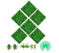 Lierre artificiel - 6 pièces - 50,8x50,8cm - haie brise-vue 100% PE - mur végétal artificiel - 1,5m2 de couverture - brise-vue jardin - 4 couches de haie artificielle - 4cm d'épaisseur - idéal pour ba