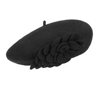 Lierys Béret Basque en Laine Agris Flower Femme - Made in The EU d'hiver Hiver Automne-Hiver - Taille Unique Noir