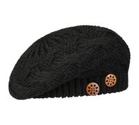 Lierys Béret en Tricot Jil avec Boutons Femme - Made in Germany Bonnet Basque pour Hiver Automne-Hiver - Taille Unique Noir