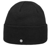 Lierys Bonnet à Revers Merino GOTS Femme/Homme - Made in Germany Beanie en Laine Tricot avec Hiver Automne-Hiver - Taille Unique Noir
