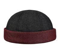 Lierys Bonnet Docker Twotone Homme - Made in Italy Casquette Skull Style avec Revers, Bonnets Docker, Ete Printemps-ete - S (54-55 cm) Noir