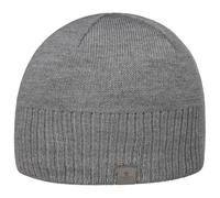 Lierys Bonnet Fine Rip Merino Femme/Homme - Made in Germany en Tricot pour Homme Laine avec Doublure Hiver Automne-Hiver - Taille Unique Gris