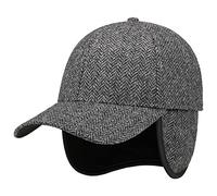 Lierys Casquette en Laine a Oreillettes Jerome Homme - de Baseball Cap fermé à l’arrière, avec visière, Doublure, Bandeau Cuir Hiver Automne-Hiver - XL (60-61 cm) Gris