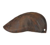 Lierys Casquette Plate en Cuir Classic Homme - Made in Italy Gavroche avec visière, Doublure Hiver Automne Printemps Été Printemps-été - 55 cm Marron