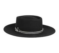 Lierys Chapeau Canotier en Feutre Matola Femme - Made in Italy de Automne Ete Printemps Hiver Printemps-ete - S (55-56 cm) Noir