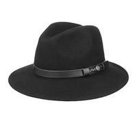 Lierys Chapeau Chicago en Feutre Femme/Homme - Made in Italy Laine de Chapeaux pour Homme avec Bandeau Cuir, Ruban Gros Grain, Grain Printemps-été - L (58-59 cm) Noir
