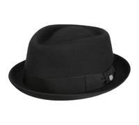 Lierys Chapeau Diamond Crown Pork Pie Femme/Homme - pour Homme Chapeaux de Feutre Femme avec Ruban Gros Grain, Passepoil Printemps-ete Printemps Ete Automne Hiver - L (58-59 cm) Noir