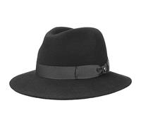 Lierys Chapeau en Feutre Chicago II Femme/Homme - Made in Italy de Laine Outdoor avec visière Printemps-été Printemps Été Automne Hiver - XL (60-61 cm) Noir