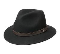 Lierys Chapeau en Feutre de Laine Sargent Femme/Homme - pour Homme Femme Pluie avec Bandeau Cuir Hiver Automne-Hiver - L (58-59 cm) Noir