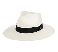 Lierys Chapeau Panama Montagon Femme/Homme - Made in Ecuador en Paille de Soleil avec Ruban Gros Grain, Grain Ete Printemps-ete - M (57-58 cm) Blanc