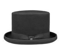 Lierys Haut-de-Forme en Feutre Uni Homme - Made in Italy Chapeau de Mariage Fete avec Doublure, Ruban Gros Grain, Passepoil Hiver Automne Ete Printemps Printemps-ete - 61 cm Noir