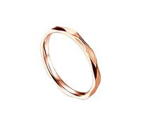 Lieson Anneau Femme Acier Inoxydable, Anneaux Femme Empilable 2MM Conception Vague Fine Alliance Bague de Mariage/Fiançailles/d'Amitié Or Rose Taille 54