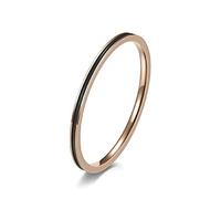 Lieson Bague Acier Inoxydable Femme, Bague pour Femme Empilable Fine 1.2MM Email Noir Alliance Bague Anneau de Mariage/Fiançailles/d'Amitié Or Rose Taille 60