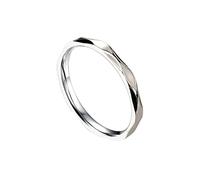 Lieson Bague en Acier Inoxydable Femme, Bague Femme Fiançailles Empilable 2MM Conception Vague Fine Alliance Bague Anneau de Mariage/d'Amitié Argent Taille 54