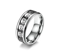 Lieson Bague en Acier Inoxydable Homme, Bague Fiançailles Homme Tete de Mort 8MM Fibre de Carbone Alliance Bague Anneau de Mariage/d'Amitié Argent Taille 60