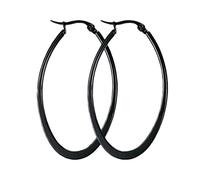 Lieson Boucle D Oreilles Femme Acier Inoxydable, Boucle D'Oreille Creole Boucle D'Oreilles en Noir Grand Ronde 50MM