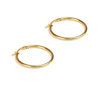 Lieson Boucles Doreille Acier Inoxydable Femme, Boucle D'Oreille Hommes Creole Boucle D'Oreilles en Or Simple Ronde 35MM