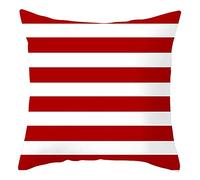 Lieson Coussin Canape 40x40, Housse de Coussin Decoratif Rouge Blanc Coussin Décoration Fille Motif À Rayures Bicolore, Polyester