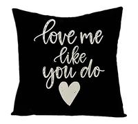 Lieson Housse Coussin 40x40, Coussin Décoration Salon Blanc Noir Coussin Moderne de Salon Love me Like You do Coeur, Taie Coussin Lin